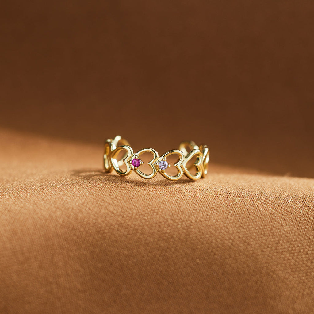 2-6 Birthstone Heart To Heart Ring Band