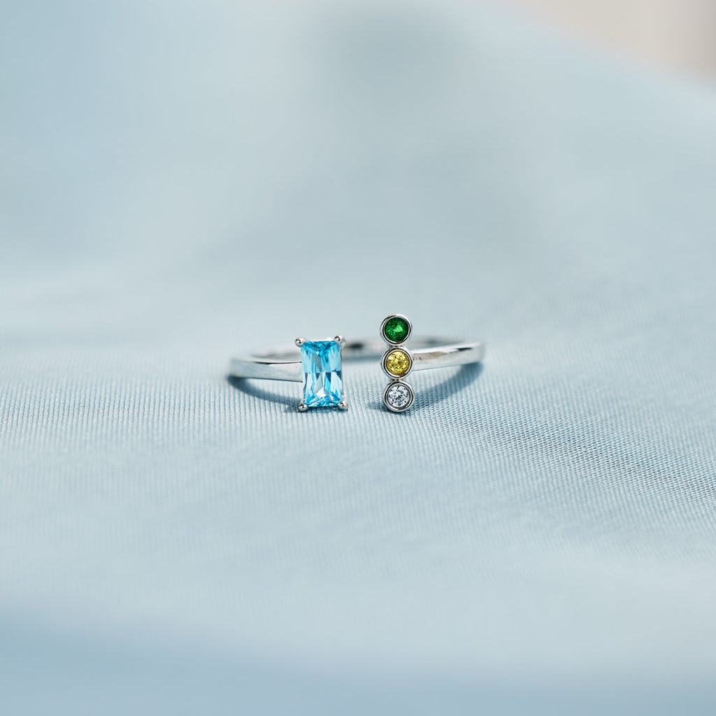 Mom And 1-5 Kids Birthstone Ring
