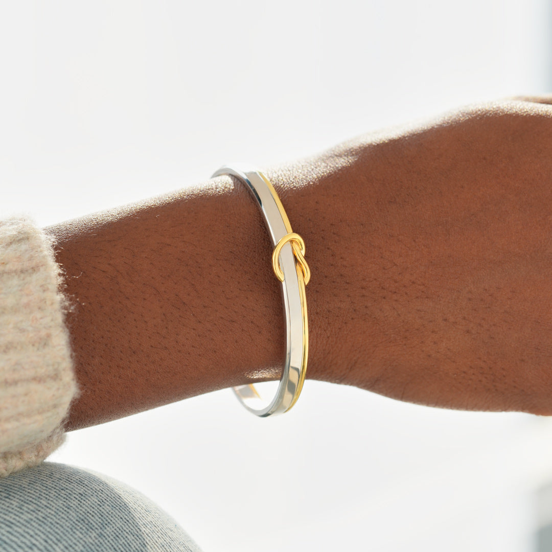 Tied By Angel's Hands Heart Knot Bangle