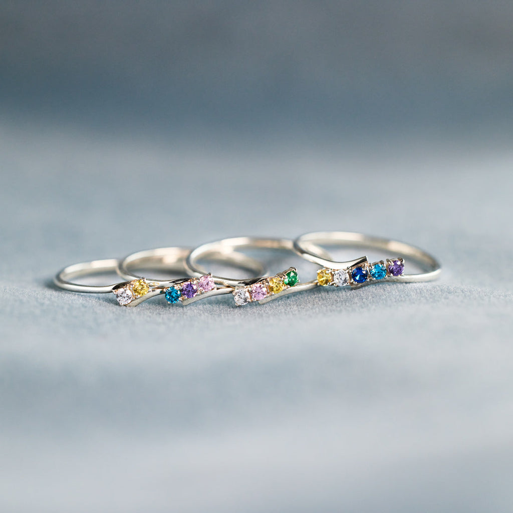 Personalized 1-6 Birthstones Bypass Ring