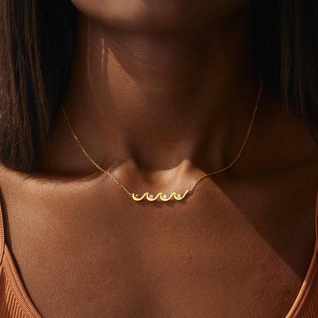 1-6 Birthstones Wave Necklace