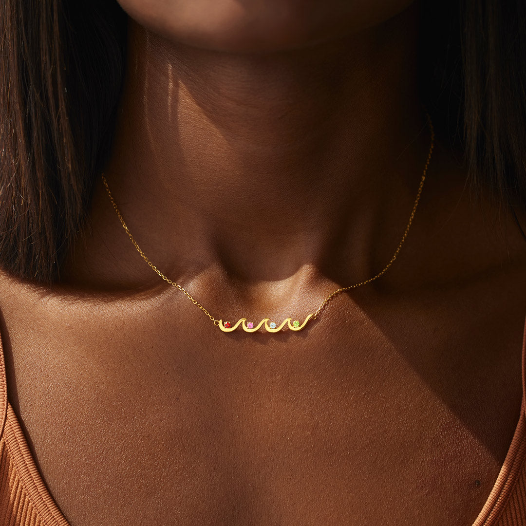 1-6 Birthstones Wave Necklace