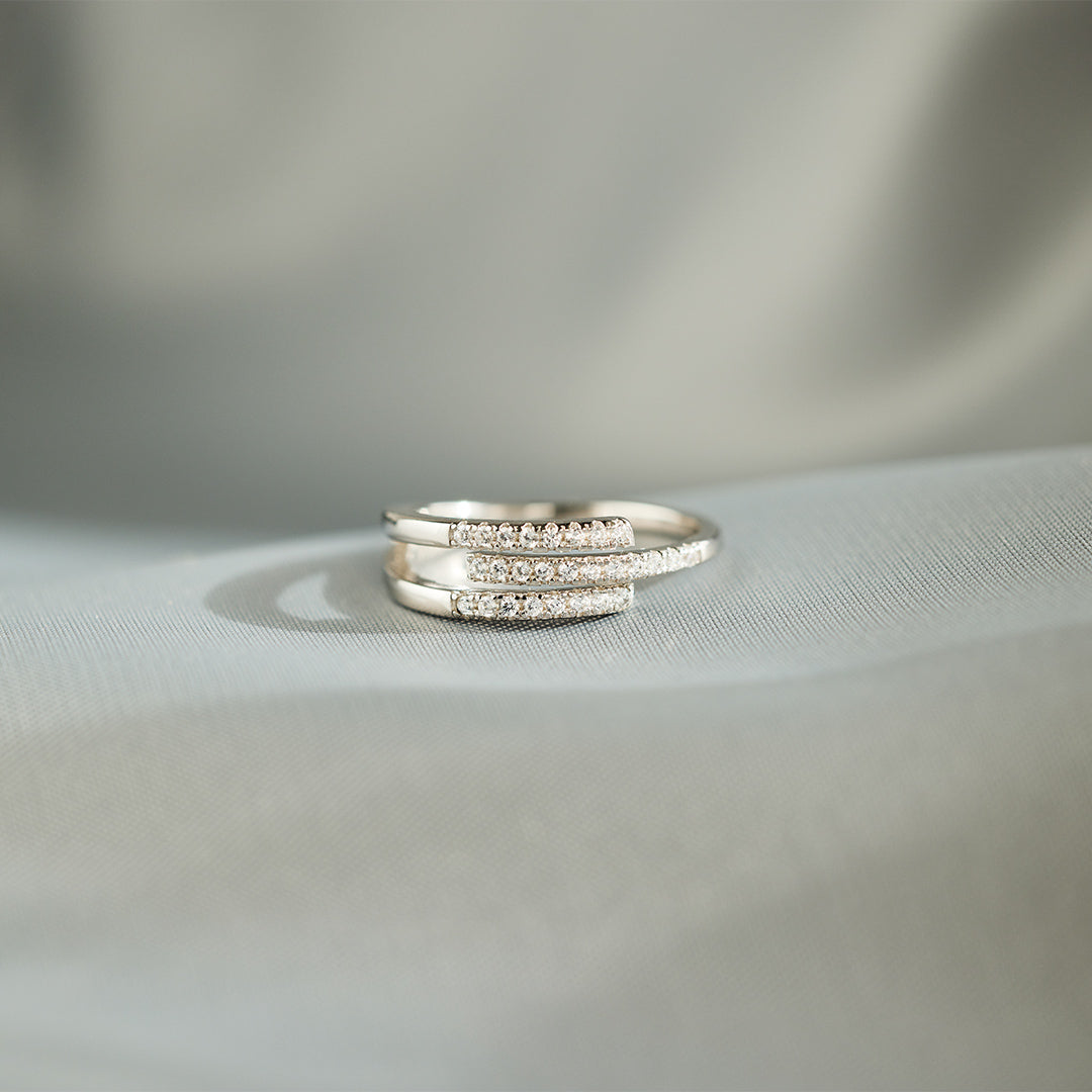 Our Paths Have Met For A Reason Triple Parallel Pavé Ring