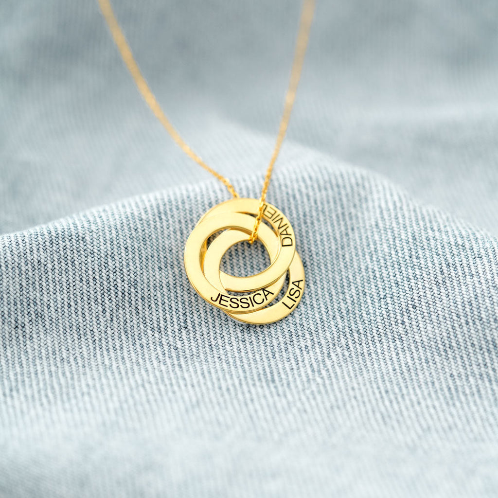 Custom Russian Ring Name Necklace, Personalized Gift for Mom/Wife