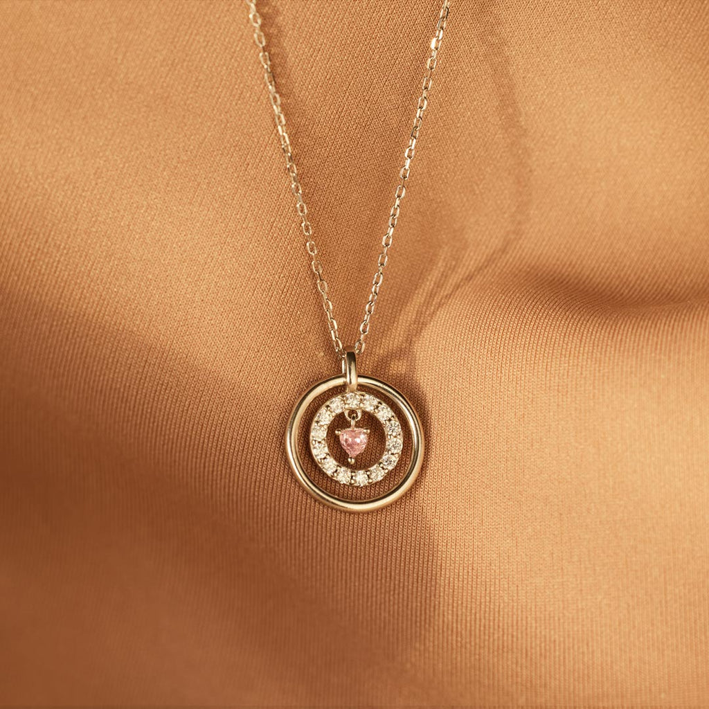 Mother Daughter Encircled Heart Necklace