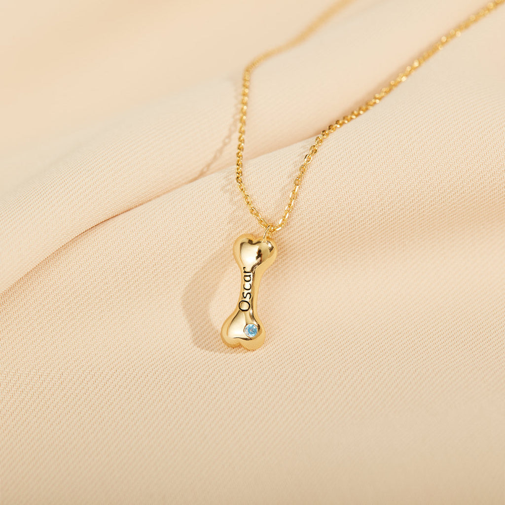 Custom 1-5 Bones Necklace With Engraving&Birthstones