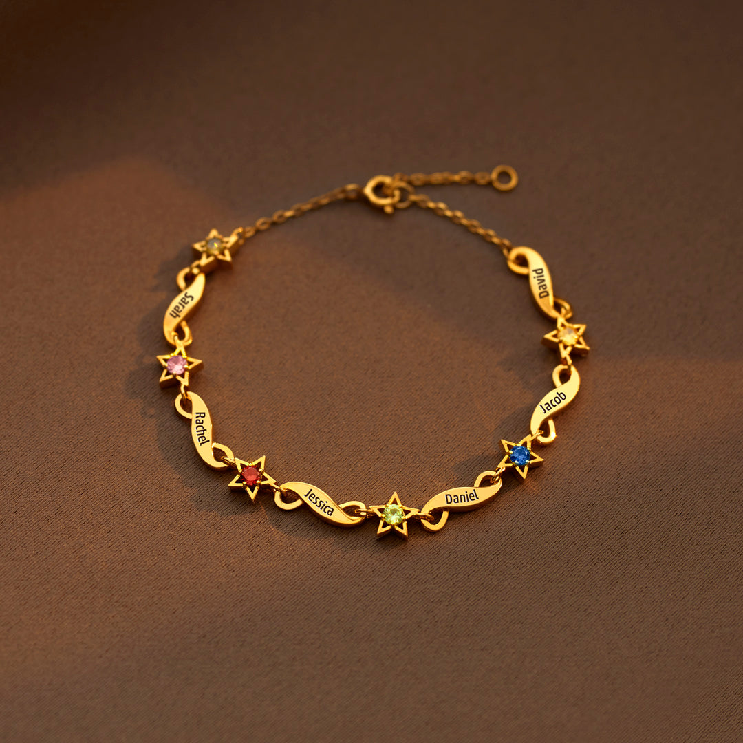 Infinity & Star 1-6 Birthstone Bracelet