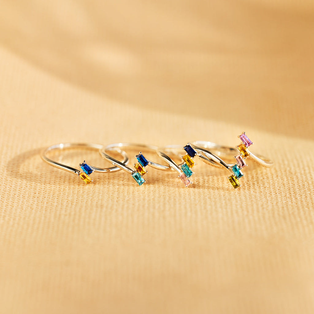 1-5 Birthstones Baguette Cut Ring