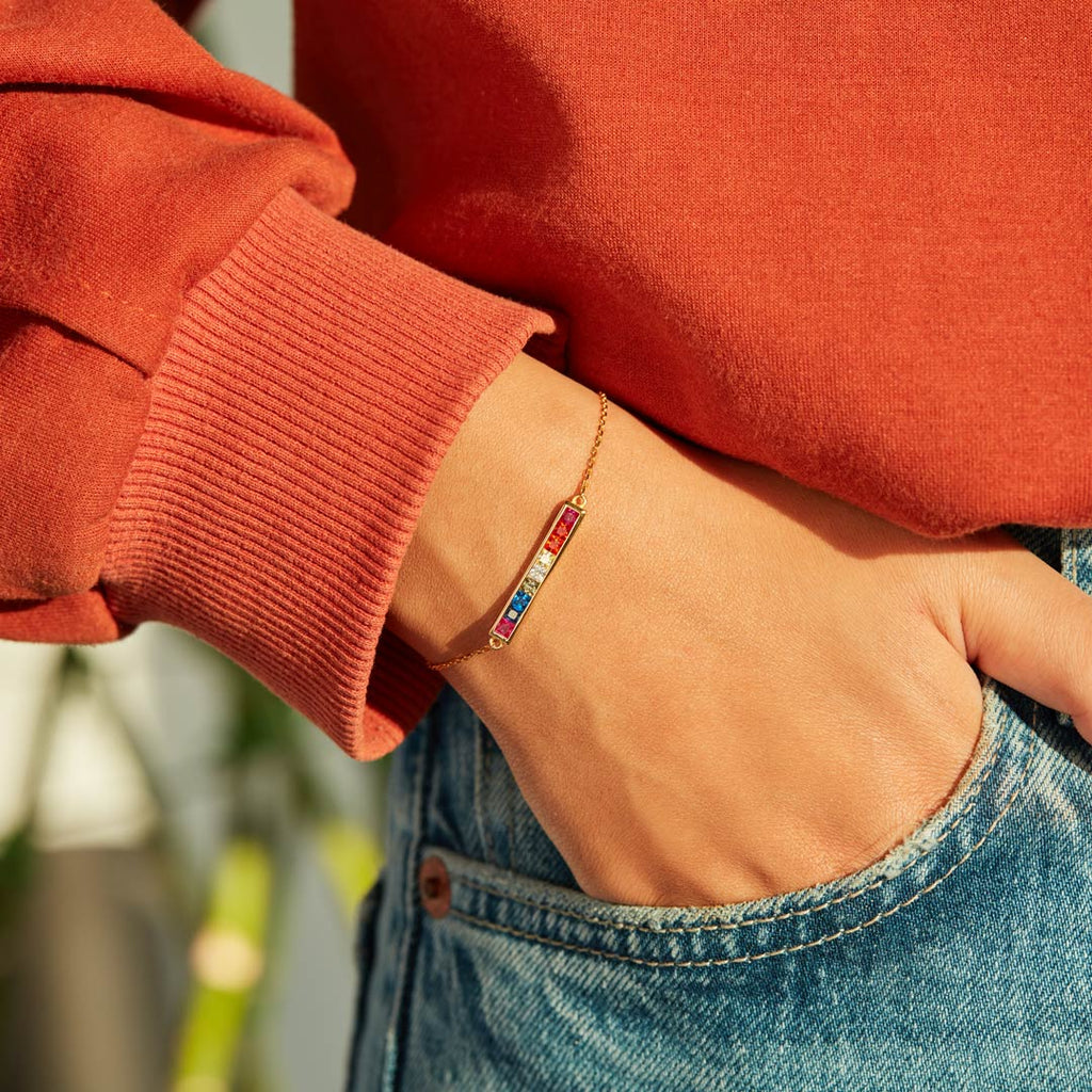 After Every Storm There Is A Rainbow Bar Bracelet
