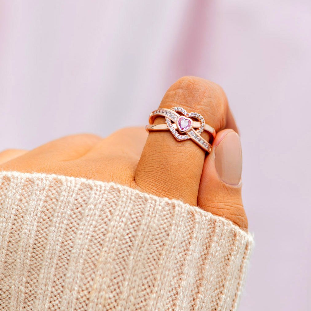 Mom & Daughter Infinity Heart Within Heart Ring