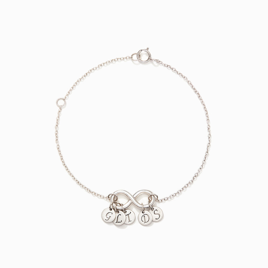 Engraved 1-6 Initials Infinity Bracelet