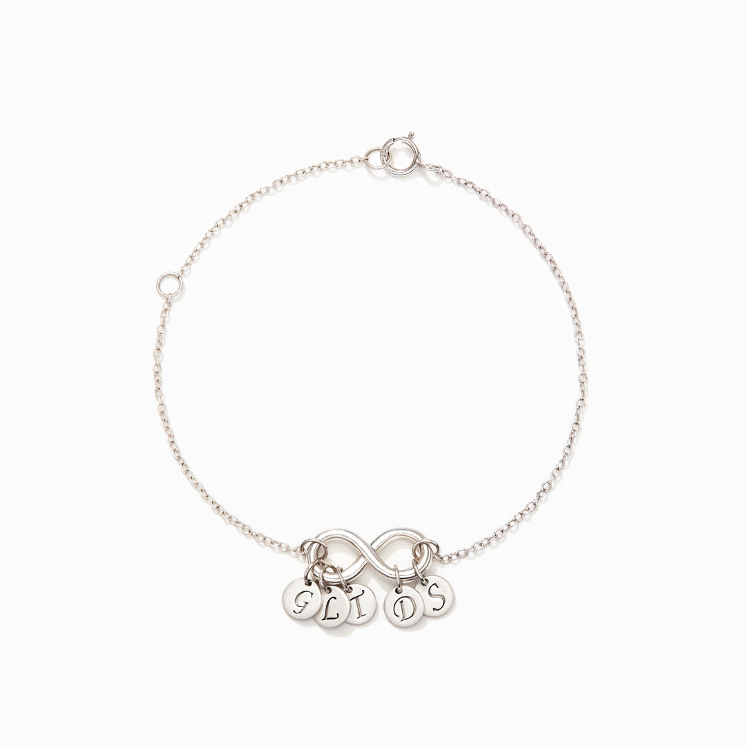 Engraved 1-6 Initials Infinity Bracelet