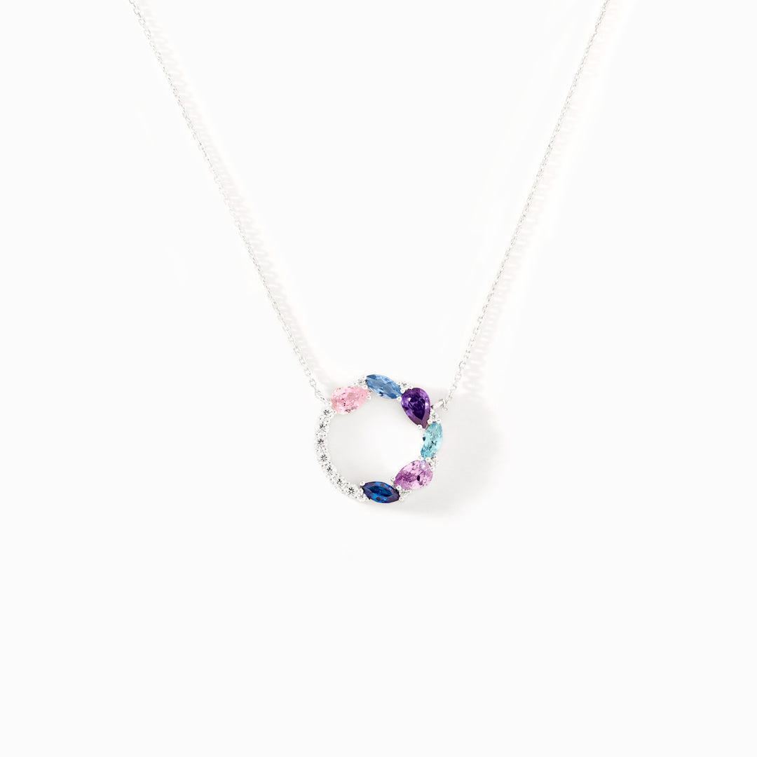 A Circle of Life & Love 1-8 Marquise Water Drop Birthstone Necklace