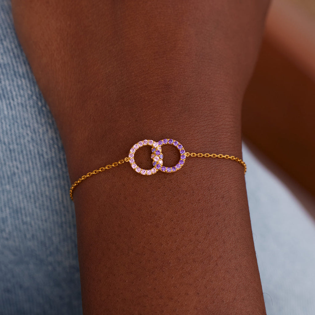 Mother & Daughter Birthstone Knitted Interlocking Bracelet