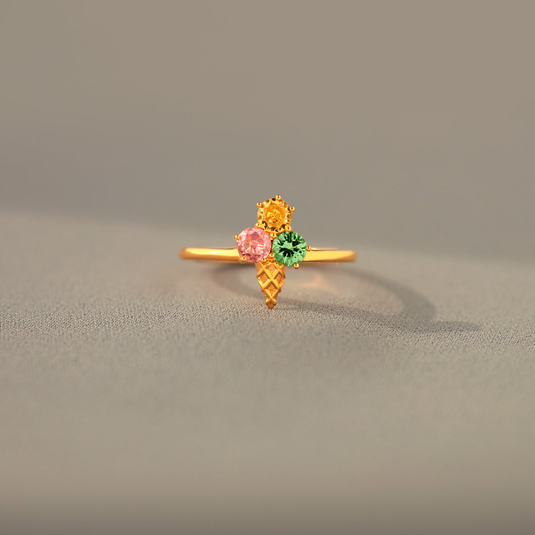 Mama’s Ice Cream Cone Birthstones Ring