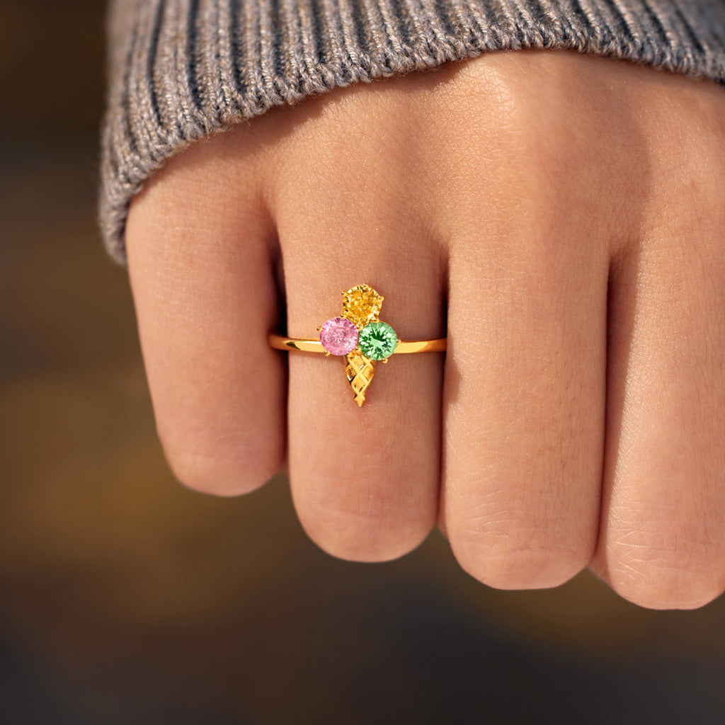 Mama’s Ice Cream Cone Birthstones Ring