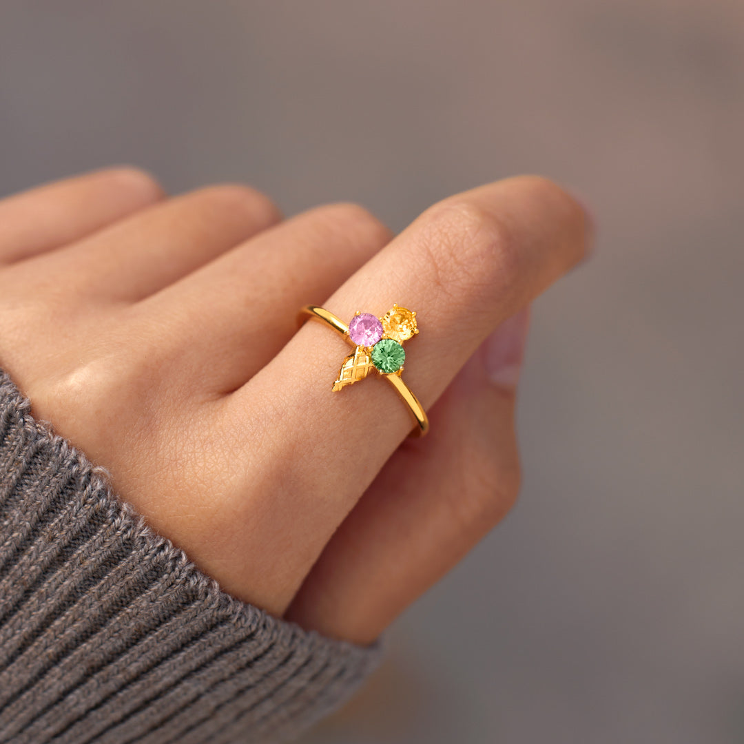 Mama’s Ice Cream Cone Birthstones Ring