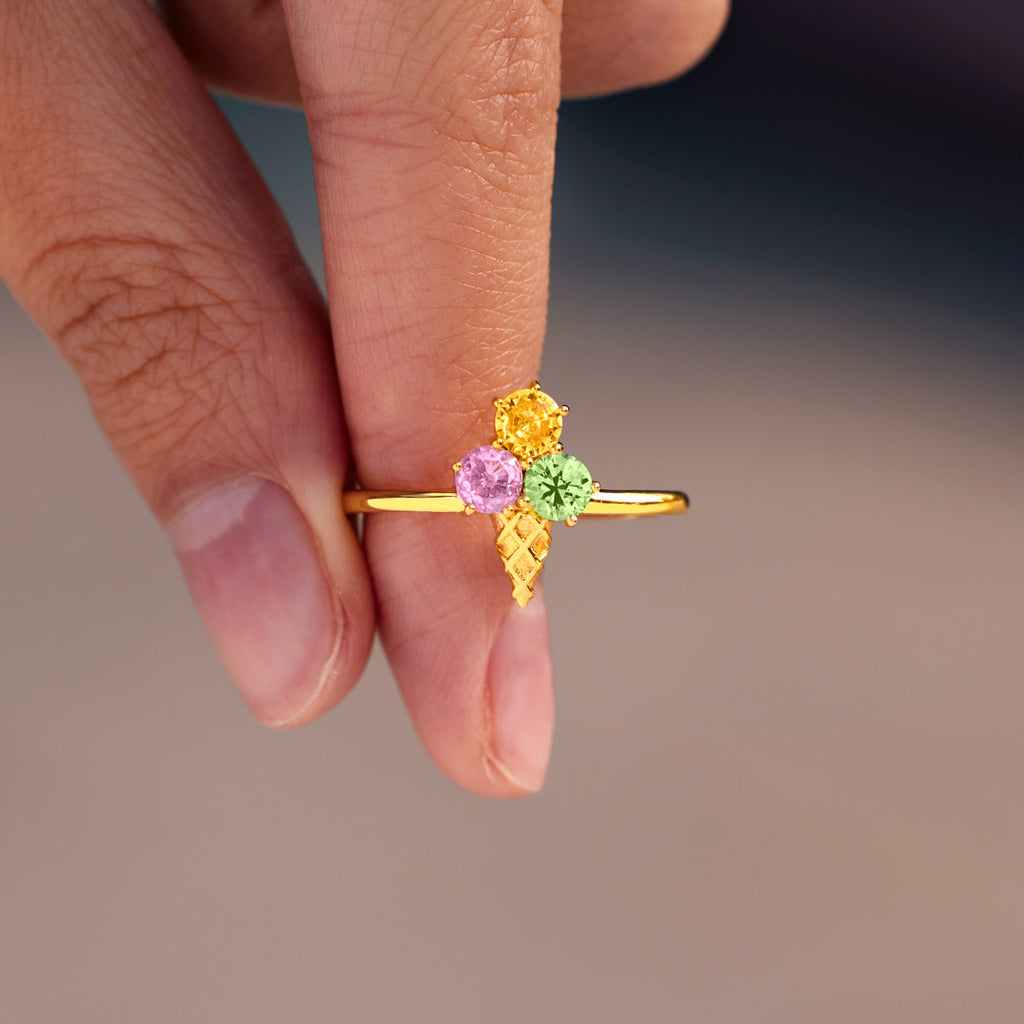 Mama’s Ice Cream Cone Birthstones Ring