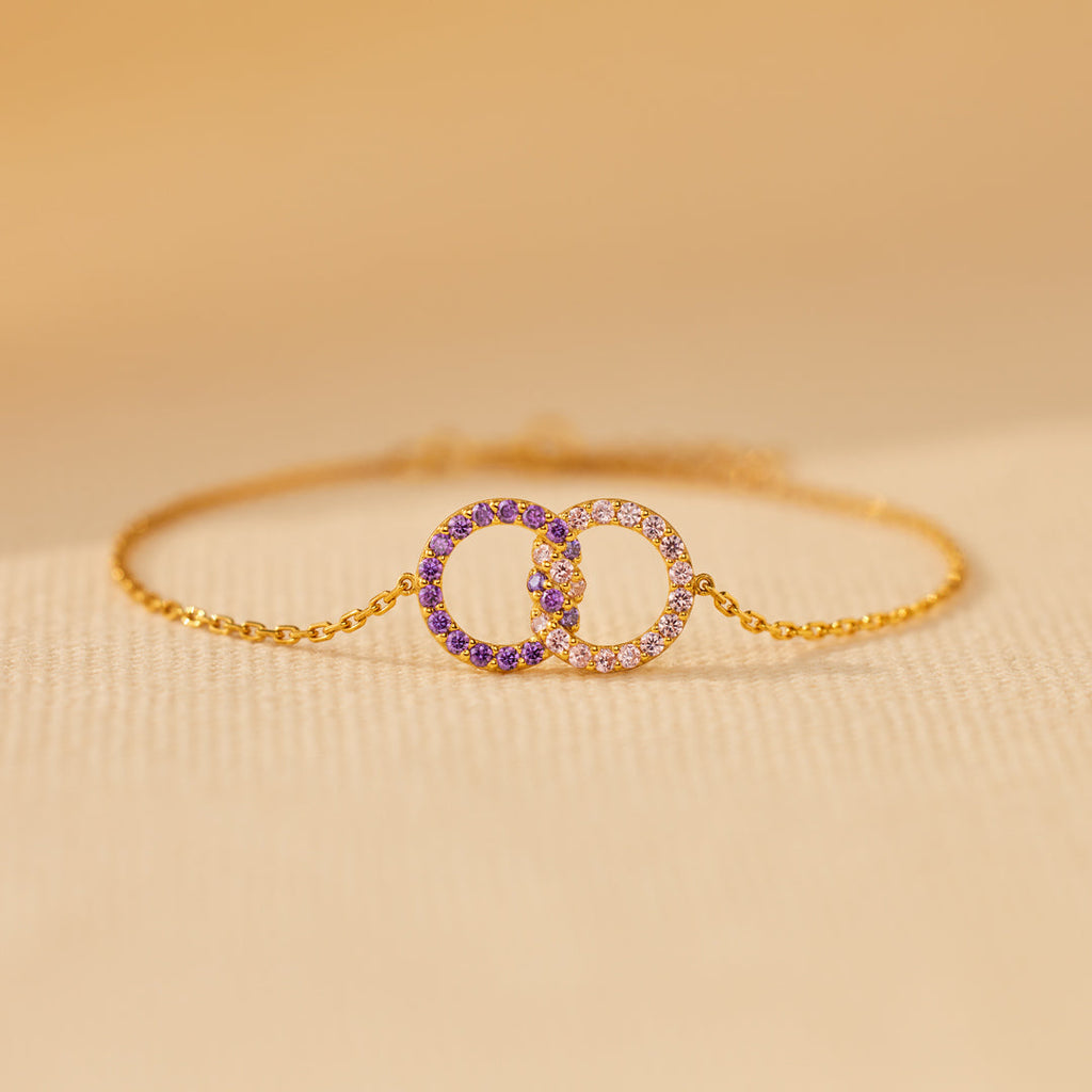 Mother & Daughter Birthstone Knitted Interlocking Bracelet