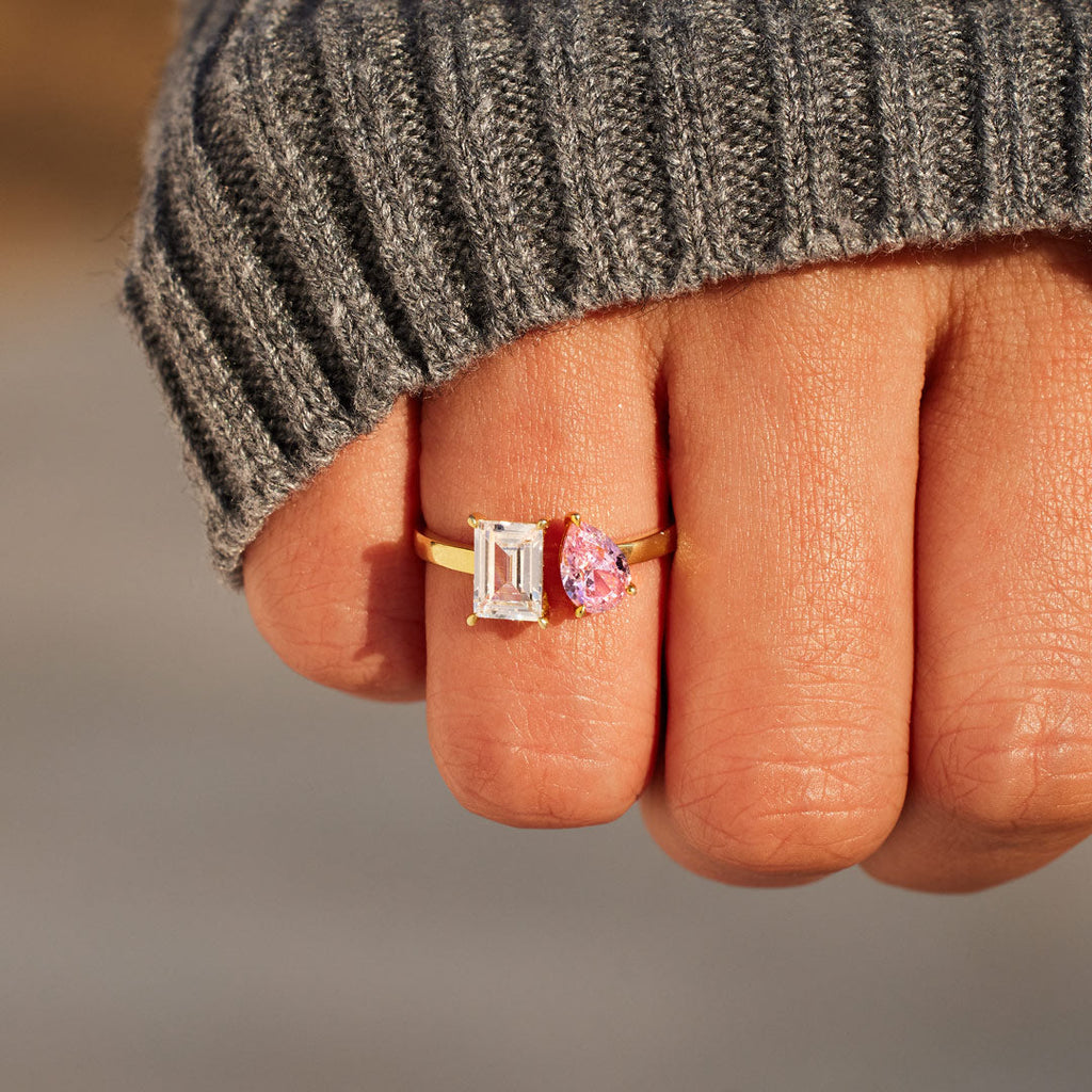 Husband & Wife Two Birthstone Toi et Moi Ring