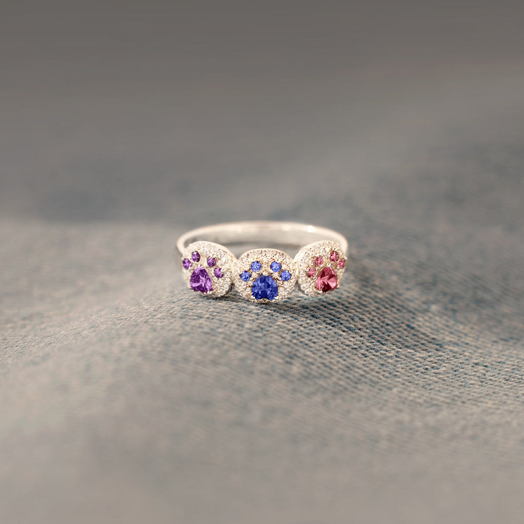 The Cat Mother 1–5 Paw Birthstone Custom Ring