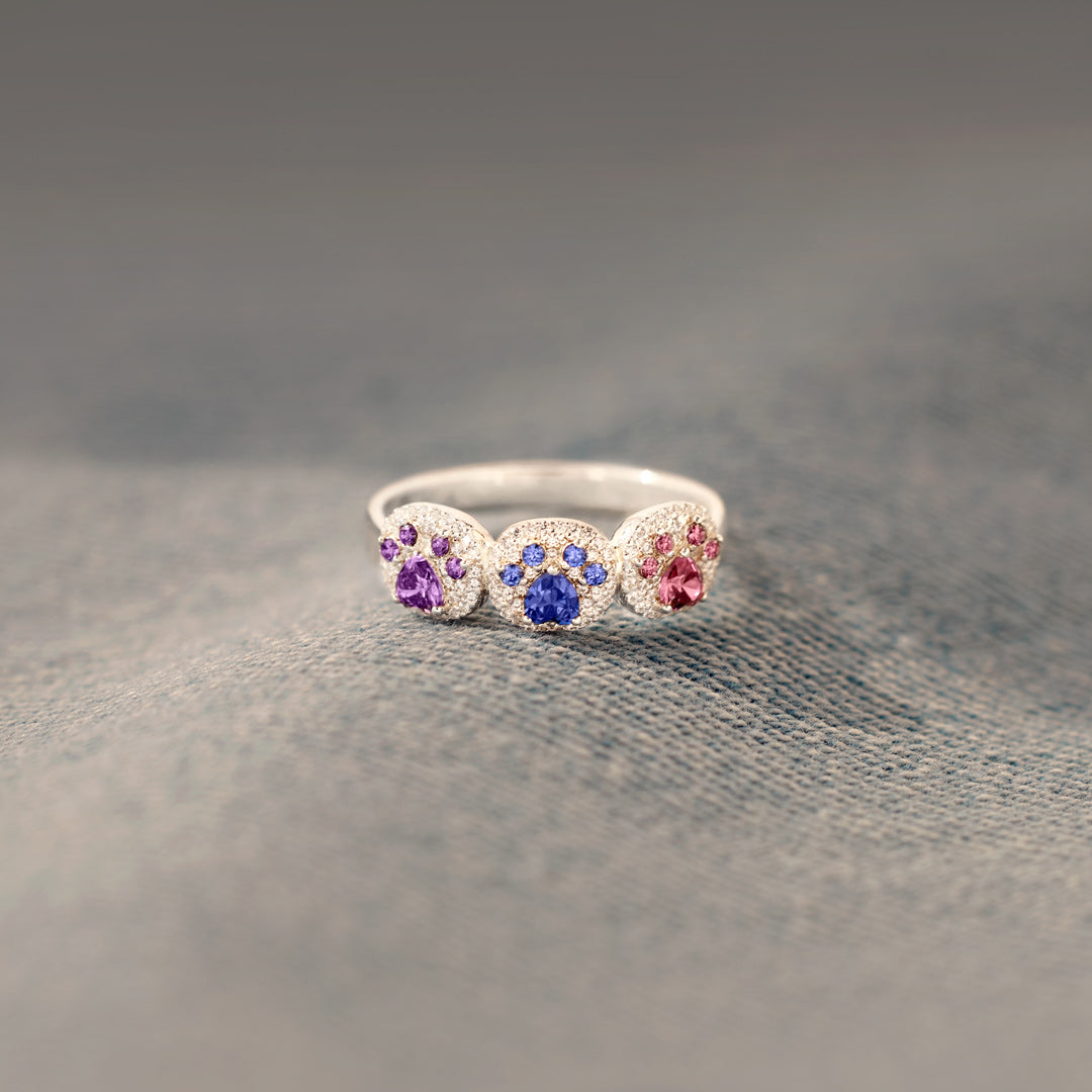 The Cat Mother 1–5 Paw Birthstone Custom Ring