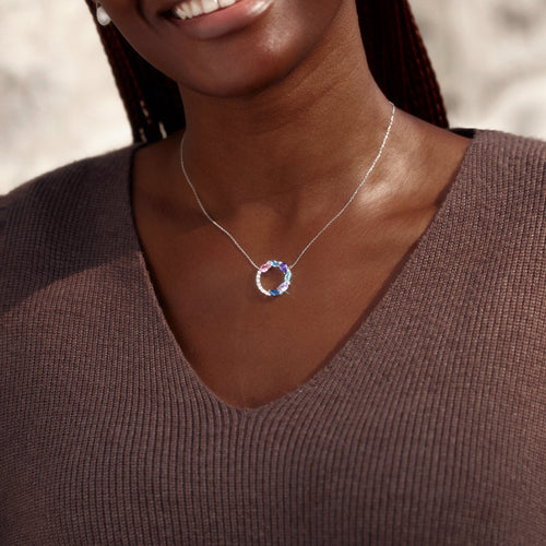 A Circle of Life & Love 1-8 Marquise Water Drop Birthstone Necklace