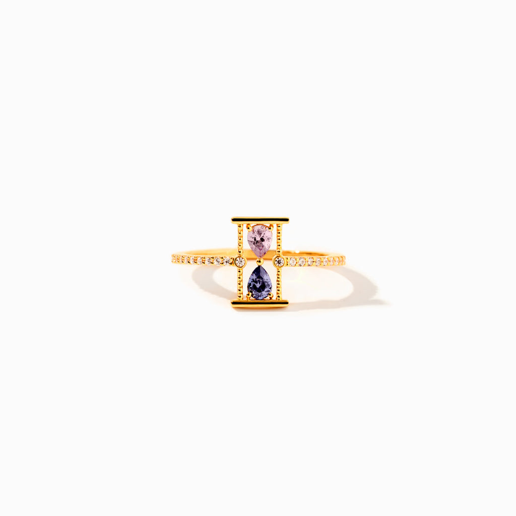 For Besties Hourglass Double Birthstone Ring