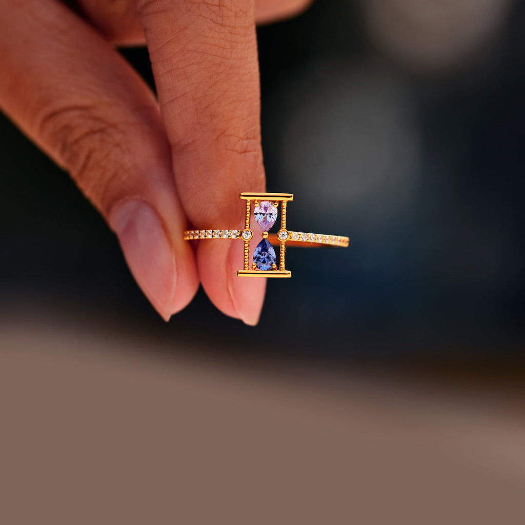For Besties Hourglass Double Birthstone Ring
