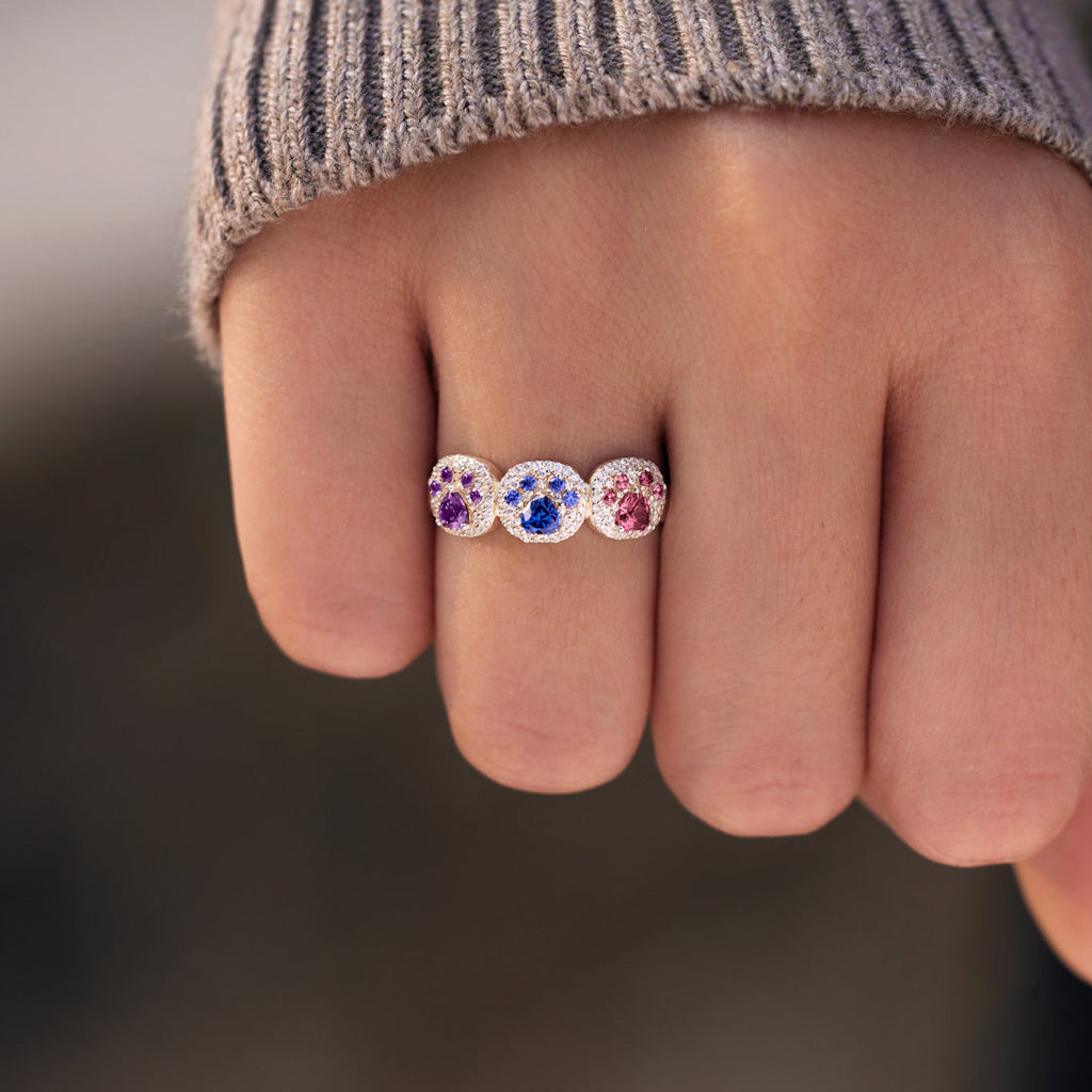 The Cat Mother 1–5 Paw Birthstone Custom Ring