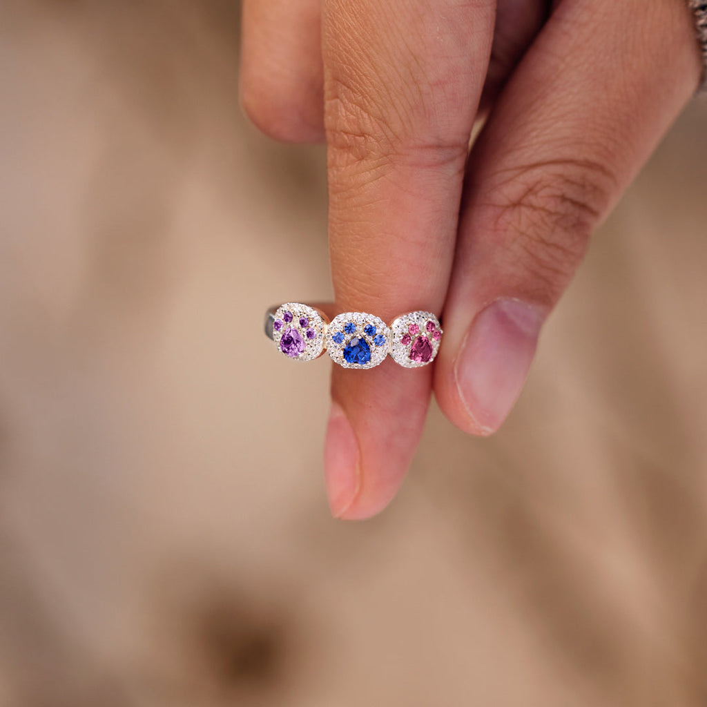 The Cat Mother 1–5 Paw Birthstone Custom Ring
