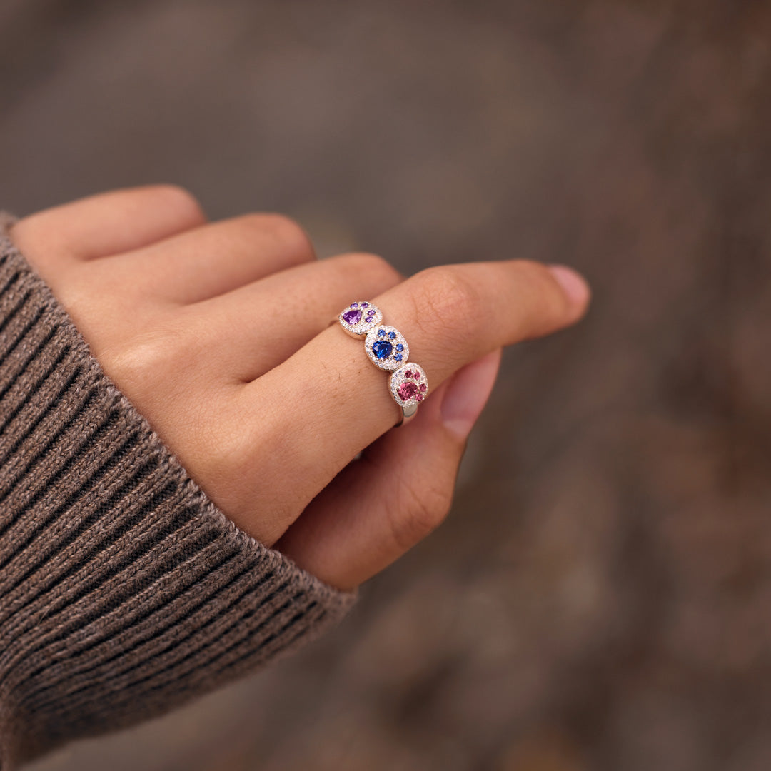 The Cat Mother 1–5 Paw Birthstone Custom Ring
