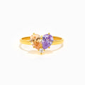 Mother & Daughter Dual Water Drop Birthstone Heart Ring