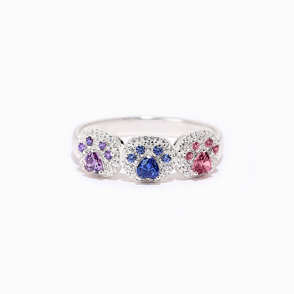 The Cat Mother 1–5 Paw Birthstone Custom Ring