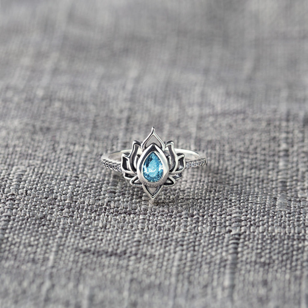 12 Months Birthstone Lotus Ring