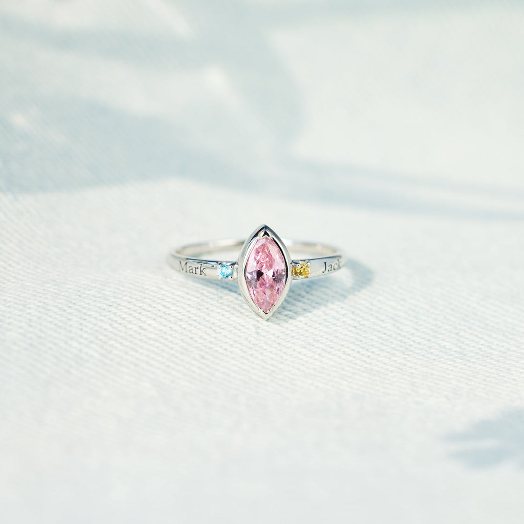 1-8 Names & Birthstones Marquise Ring