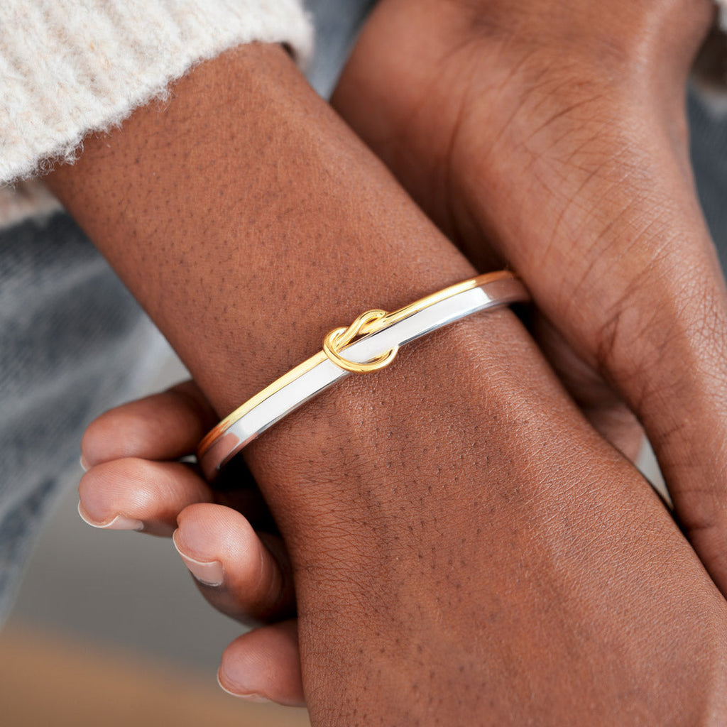 Tied By Angel's Hands Heart Knot Bangle
