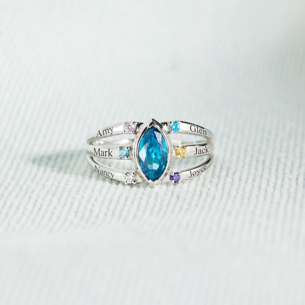 1-8 Names & Birthstones Marquise Ring