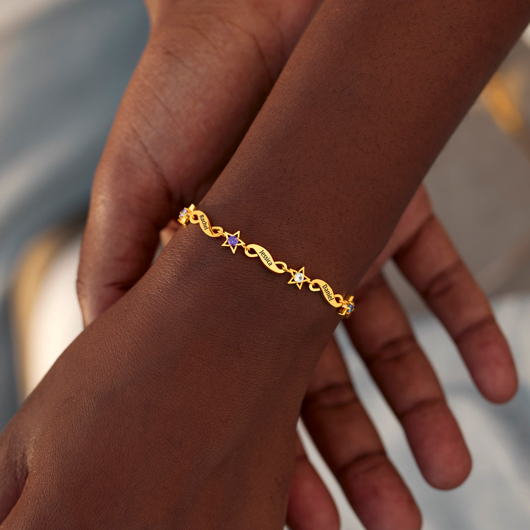 Infinity & Star 1-6 Birthstone Bracelet