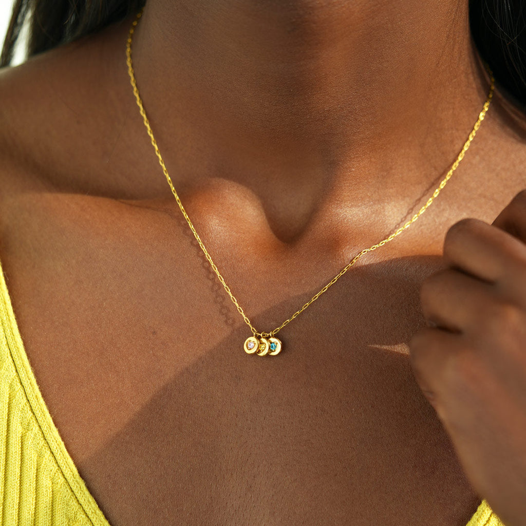 1-6 Birthstones Heart Charm Necklace