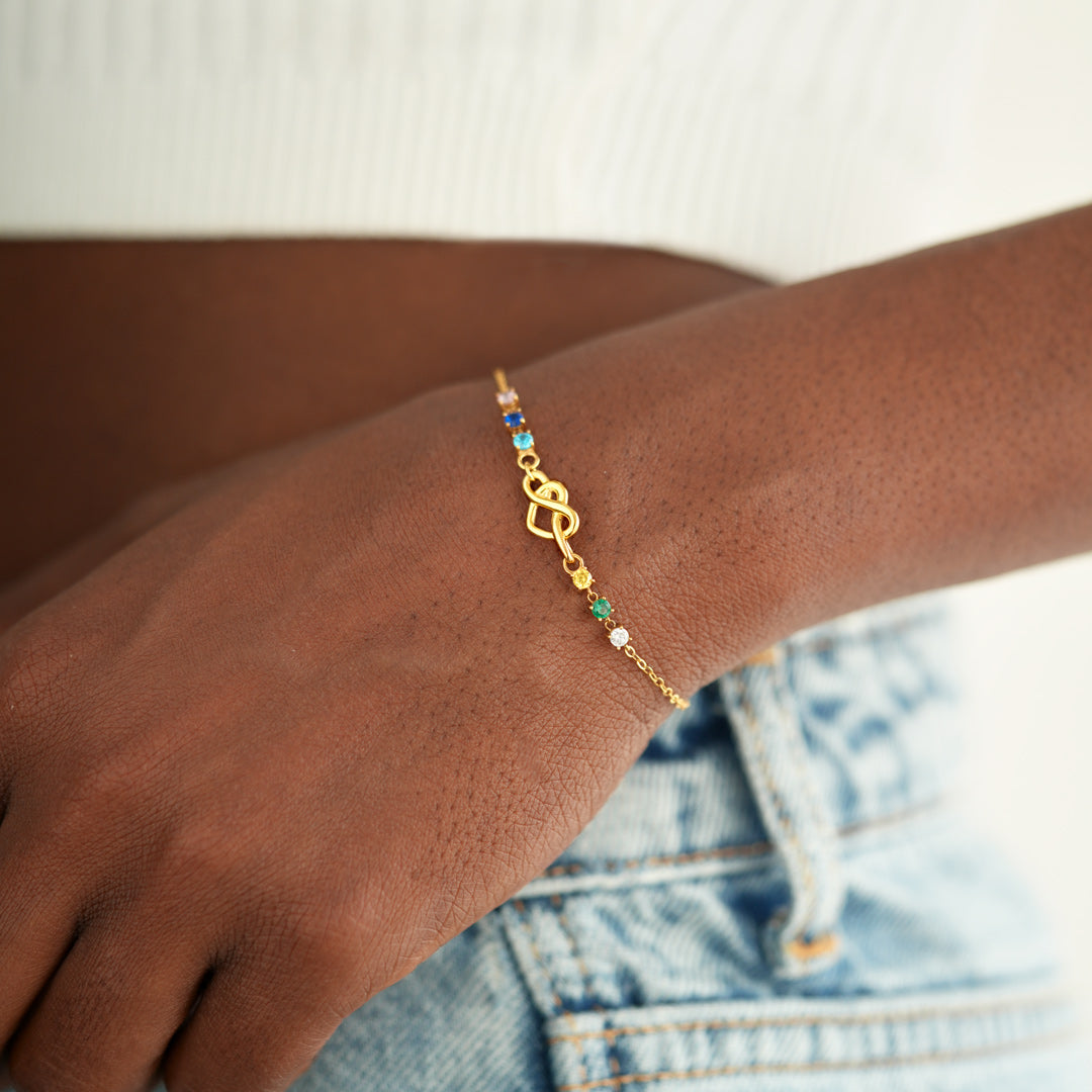 1-12 Birthstones Heart Knot Bracelet