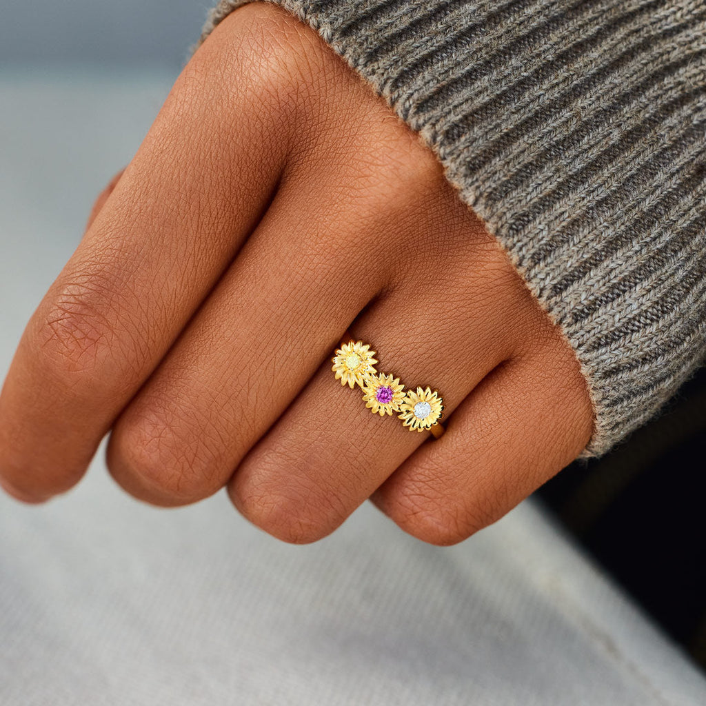 2-6 Birthstones Sunflower Ring