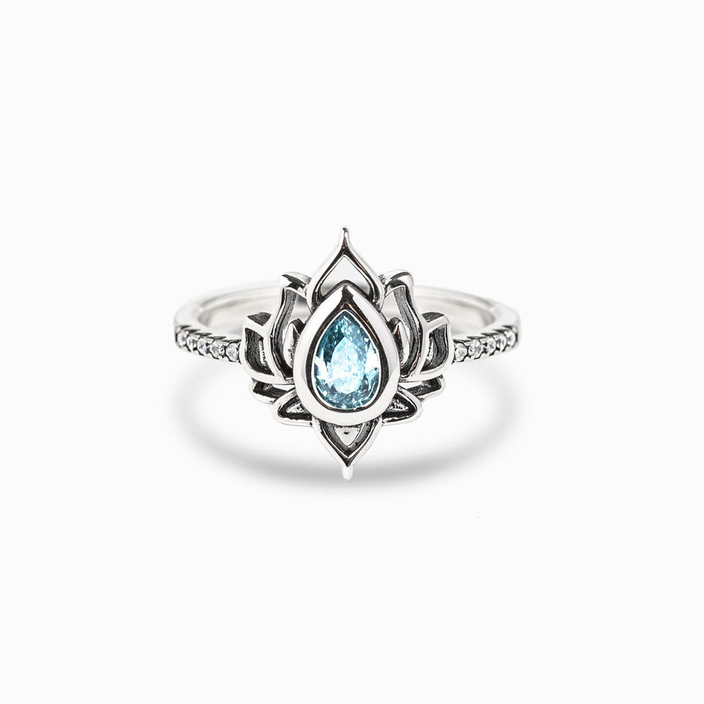 12 Months Birthstone Lotus Ring