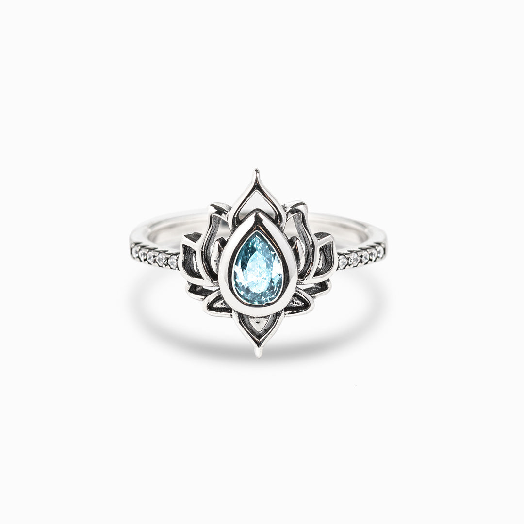 12 Months Birthstone Lotus Ring