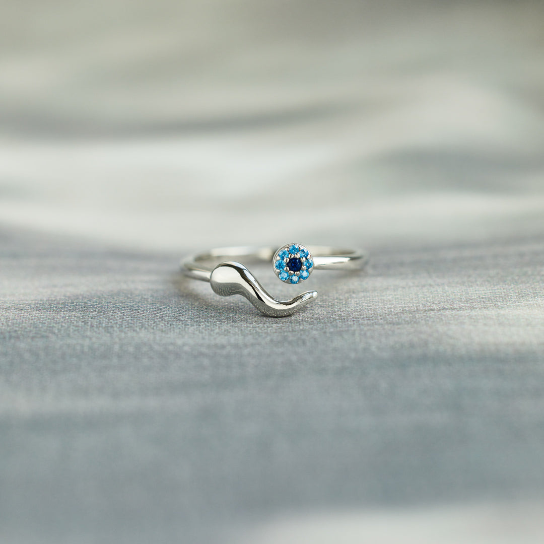 Storyjewellery Evil Eye Ring, Italian Horn Ring