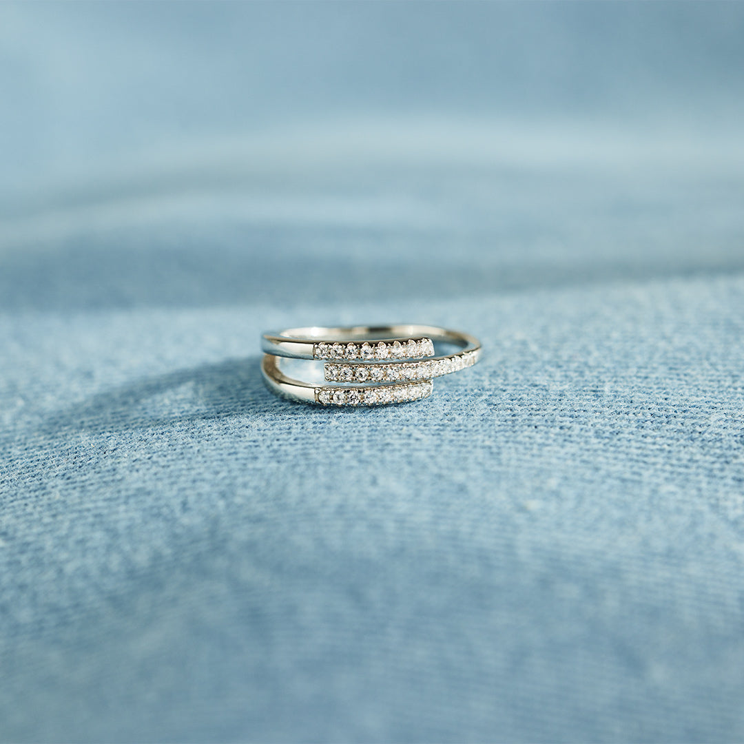 Our Paths Have Met For A Reason Triple Parallel Pavé Ring