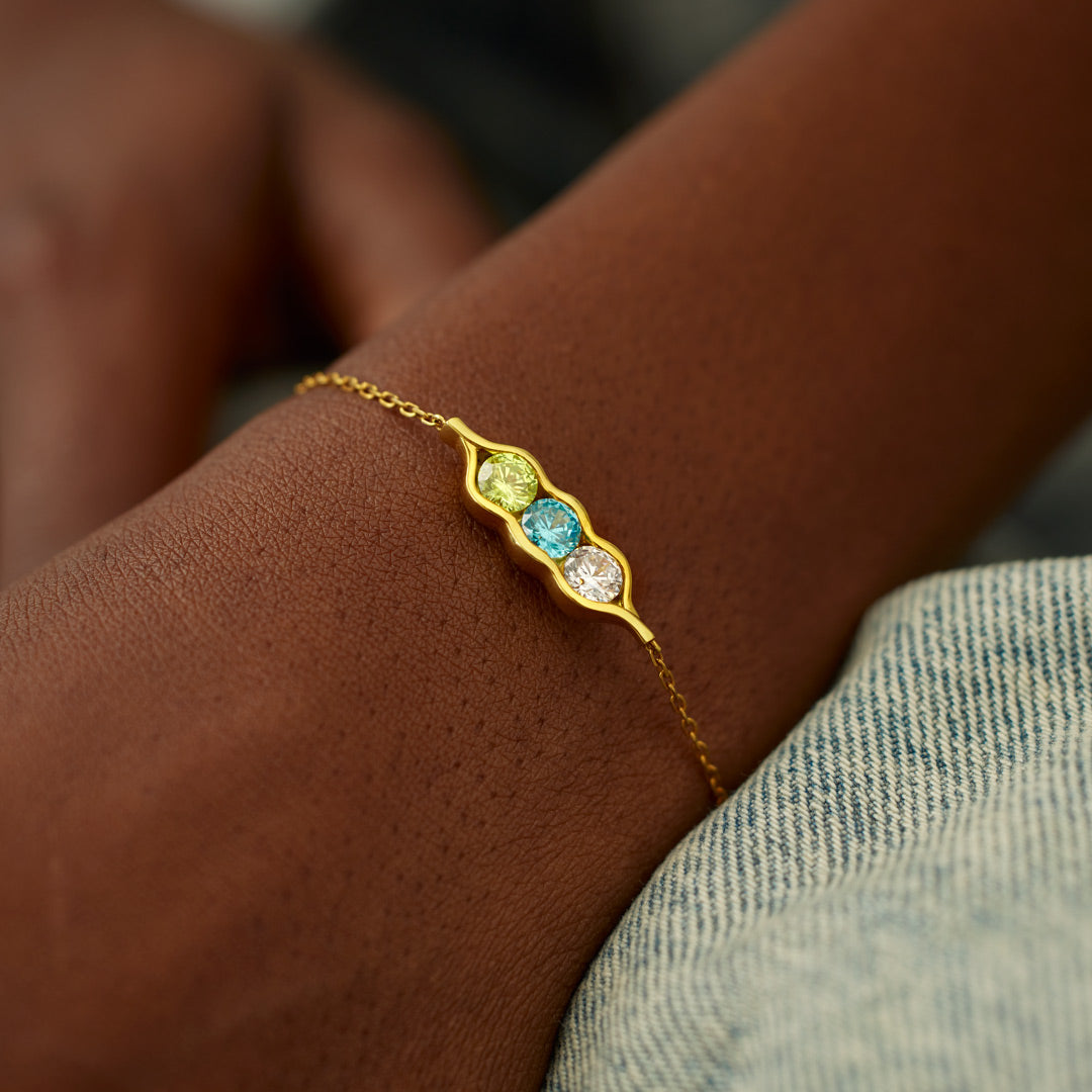 2-6 Birthstone Pea Pod Bracelet