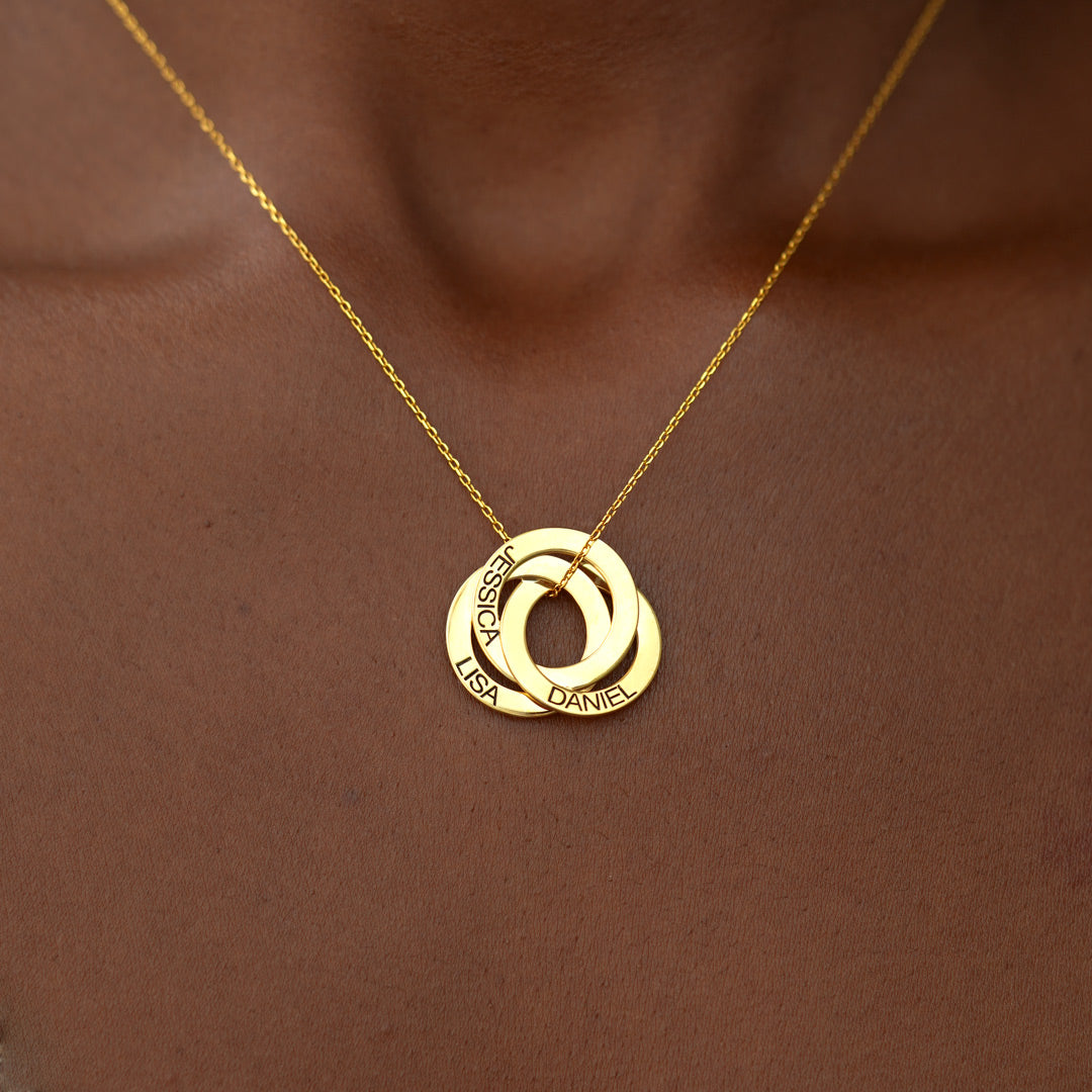 Custom Russian Ring Name Necklace, Personalized Gift for Mom/Wife