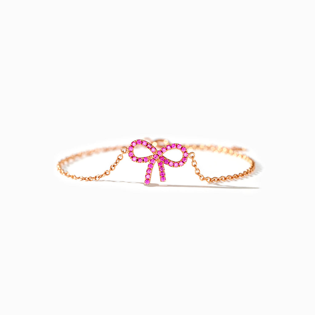 Pixie Pink Pavé Bow Bracelet Storyjewellery