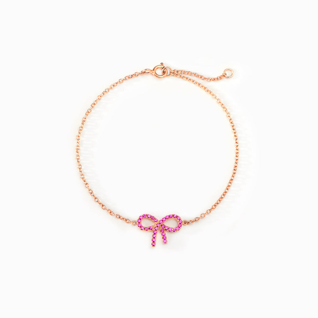 Pixie Pink Pavé Bow Bracelet Storyjewellery